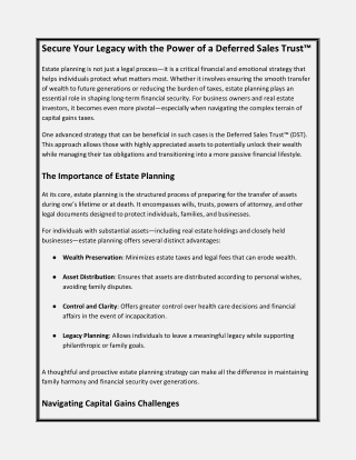 Secure Your Legacy with the Power of a Deferred Sales Trust™