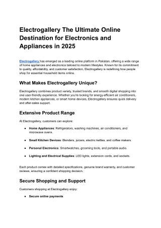 Electrogallery The Ultimate Online Destination for Electronics and Appliances in 2025