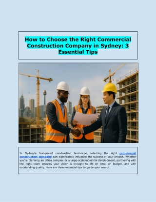 How to Choose the Right Commercial Construction Company in Sydney