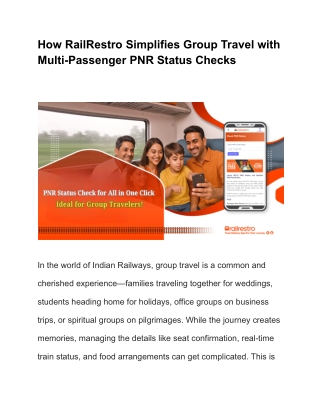 How RailRestro Simplifies Group Travel with Multi-Passenger PNR Status Checks