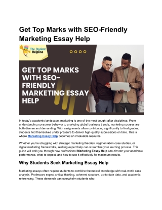Get Top Marks with SEO-Friendly Marketing Essay Help