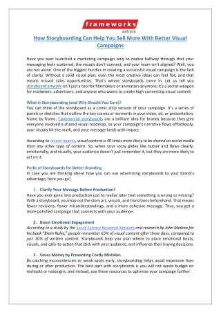 How Storyboarding Can Help You Sell More With Better Visual Campaigns