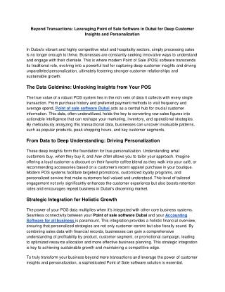 Beyond Transactions Leveraging Point of Sale Software in Dubai for Deep Customer Insights and Personalization