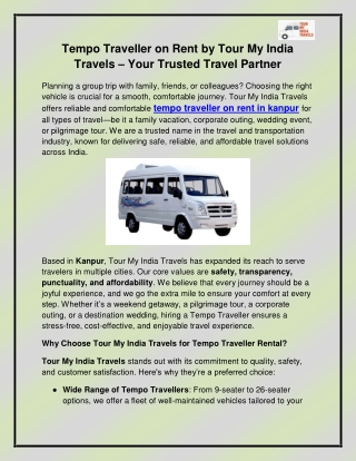 tempo traveller on rent in kanpur