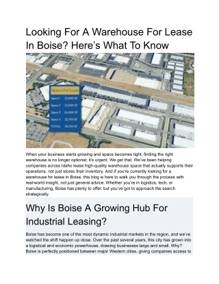 Warehouse For Lease In Boise
