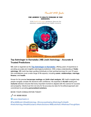 Top Astrologer in Karnataka _ MB Joshi Astrology – Accurate & Trusted Predictions