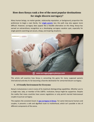 How does Kenya rank a few of the most popular destinations for single discern surrogacy
