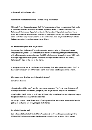 polymatech unlisted share price