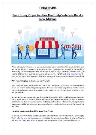 Franchising Opportunities That Help Veterans Build a New Mission
