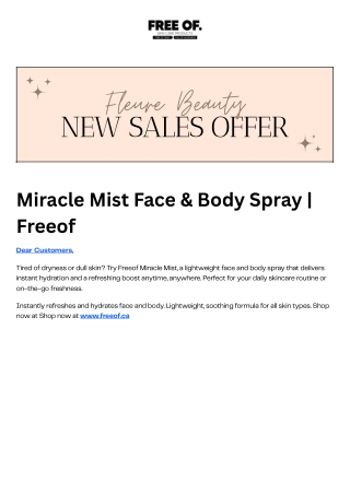 Miracle Mist Face & Body Spray  Freeof