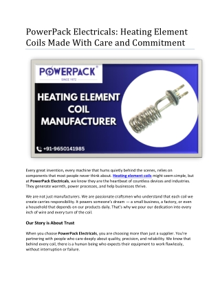 PowerPack Electricals Heating Element Coils Made With Care and Commitment