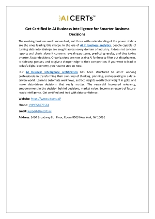 Get Certified in AI Business Intelligence for Smarter Business Decisions