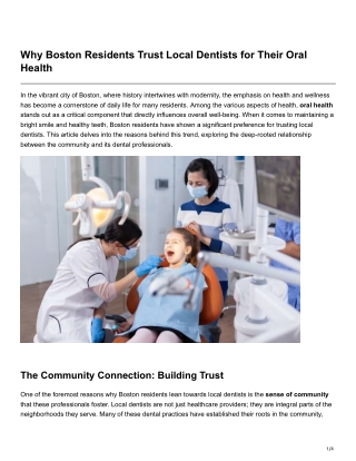 Why Boston Residents Trust Local Dentists for Their Oral Health