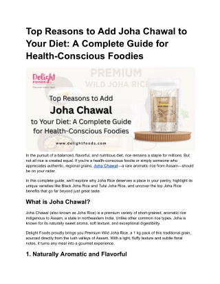 Top Reasons to Add Joha Chawal to Your Diet_ A Complete Guide for Health-Conscious Foodies