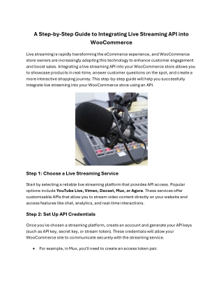 A Step-by-Step Guide to Integrating Live Streaming API into WooCommerce