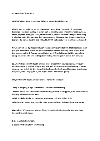 ncdex unlisted share price