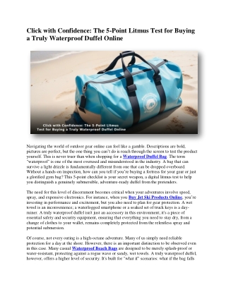 Click with Confidence The 5-Point Litmus Test for Buying a Truly Waterproof Duffel Online