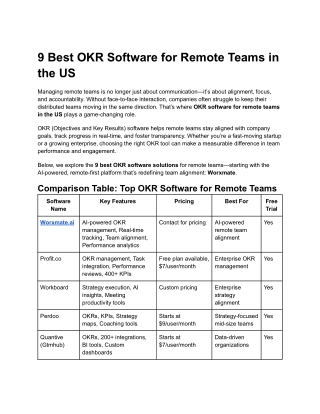 9 Best OKR Software for Remote Teams in the US