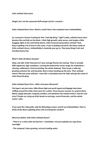 orbis unlisted share price