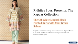Shop the Ethereal Kapaas Off White Mughal Block Printed Kurta with Mint Green