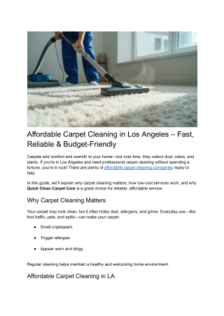 Post 23 - Affordable Carpet Cleaning in Los Angeles – Fast, Reliable & Budget-Friendly