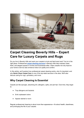 Post 24 - Carpet Cleaning Beverly Hills – Expert Care for Luxury Carpets and Rugs