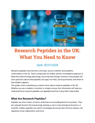 Research Peptides in the UK - What You Need to Know