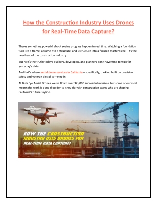 How the Construction Industry Uses Drones for Real-Time Data Capture