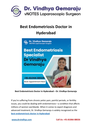 Best Endometriosis Doctor in Hyderabad