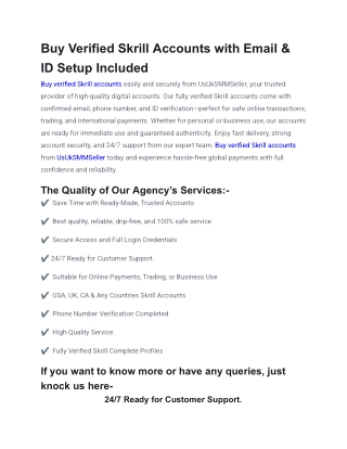 Buy Verified Skrill Accounts with Email & ID Setup Included