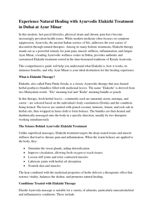 Ayurvedic Elakizhi Treatment in Dubai at Ayur Minar