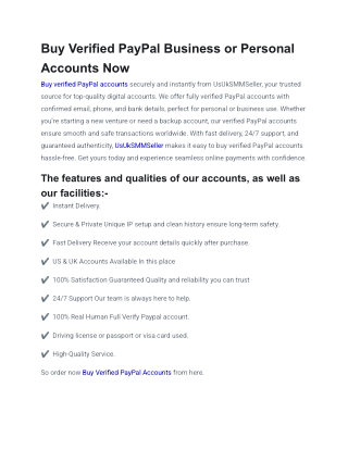 Buy Verified PayPal Business or Personal Accounts Now