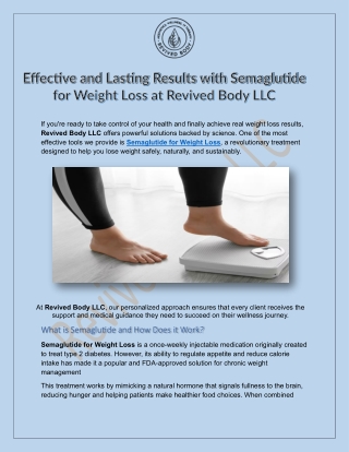Semaglutide for Weight Loss By Revived Body LLC