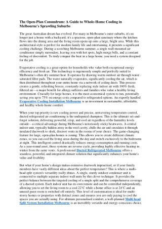 The Open-Plan Conundrum A Guide to Whole-Home Cooling in Melbourne's Sprawling Suburbs