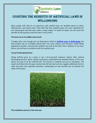 Counting the Benefits of Artificial Lawn in Wollongong