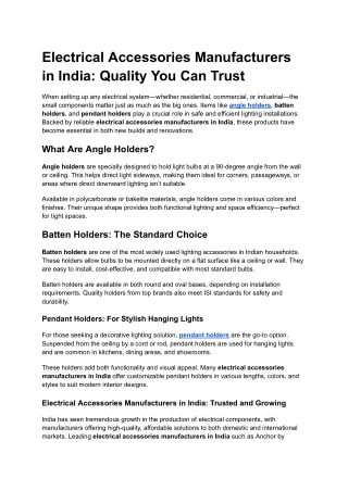 Electrical Accessories Manufacturers in India_ Quality You Can Trust
