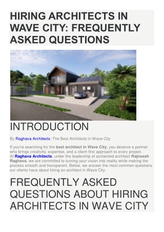 Hiring Architects in Wave City Frequently Asked Questions