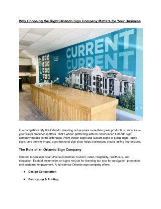 Why Choosing the Right Orlando Sign Company Matters for Your Business