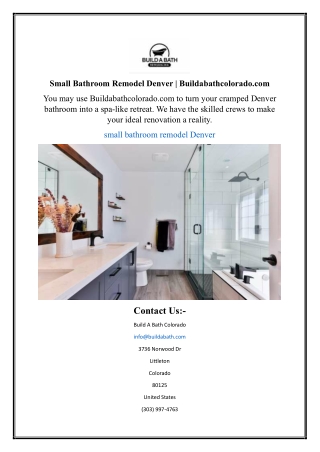Small Bathroom Remodel Denver | Buildabathcolorado.com