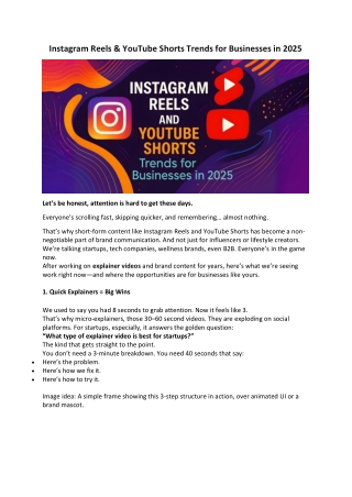 Instagram Reels & YouTube Shorts Trends for Businesses in 2025