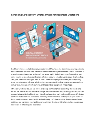 Enhancing Care Delivery: Smart Software for Healthcare Operations