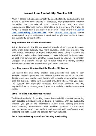 Leased Line Availability Checker UK