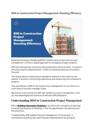 BIM in Construction Project Management: Boosting Efficiency