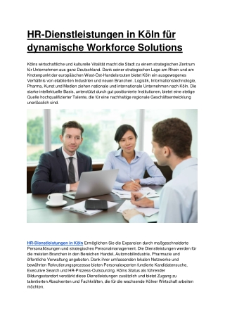 HR-Dienstleistungen in Köln für dynamische Workforce Solutions