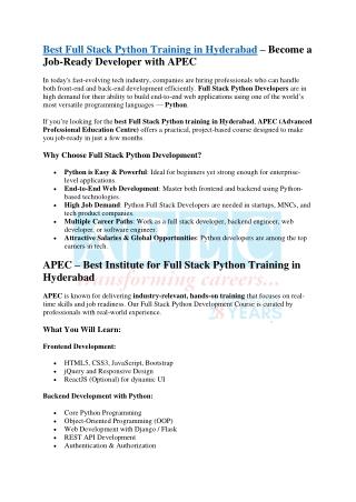 Best Full Stack Python Training in Hyderabad