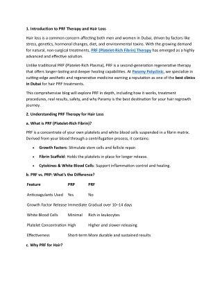 Best PRF Hair Treatment in Dubai