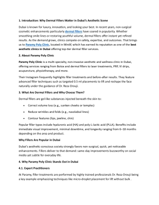 Dermal Fillers in Dubai at Paramy Clinic