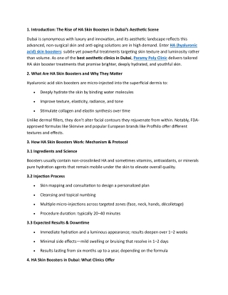 HA Skin Boosters in Dubai for Youthful Glow