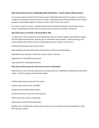 Best Data Science Course in Hyderabad with Certification