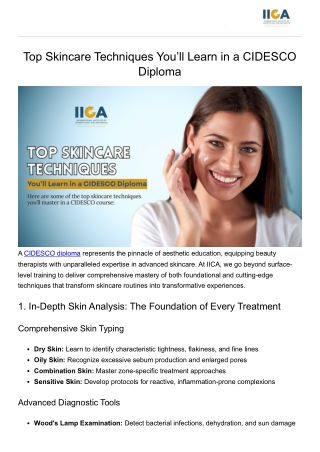 Top Skincare Techniques You’ll Learn in a CIDESCO Diploma